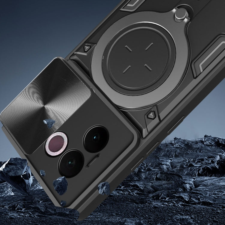 For vivo V30e 5G Global CD Texture Sliding Camshield Magnetic Holder Phone Case