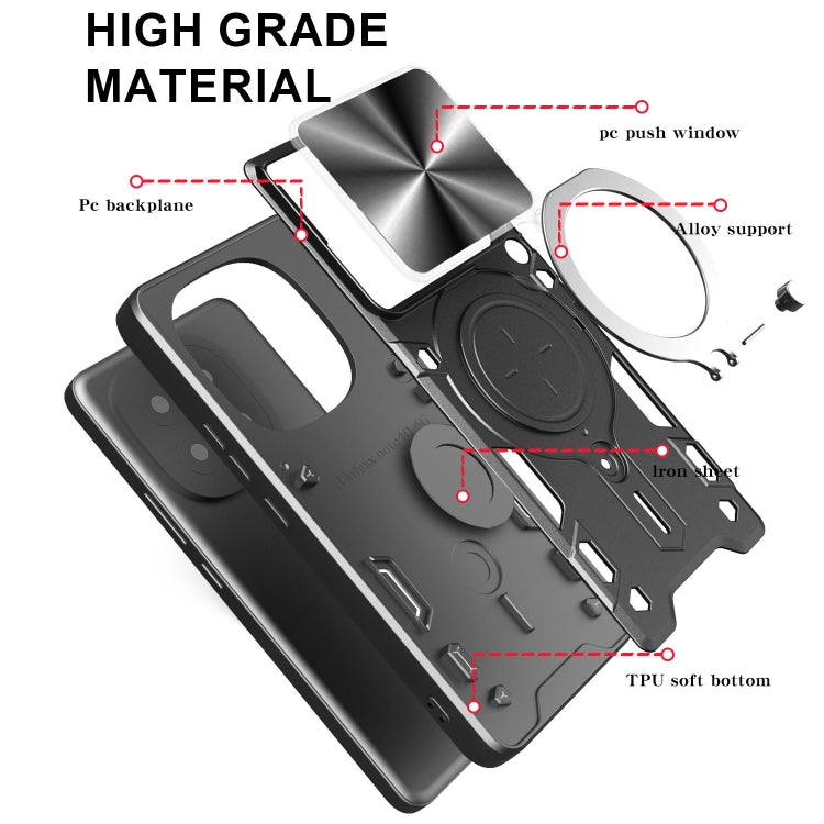 For vivo iQOO 13 CD Texture Sliding Camshield Magnetic Holder Phone Case