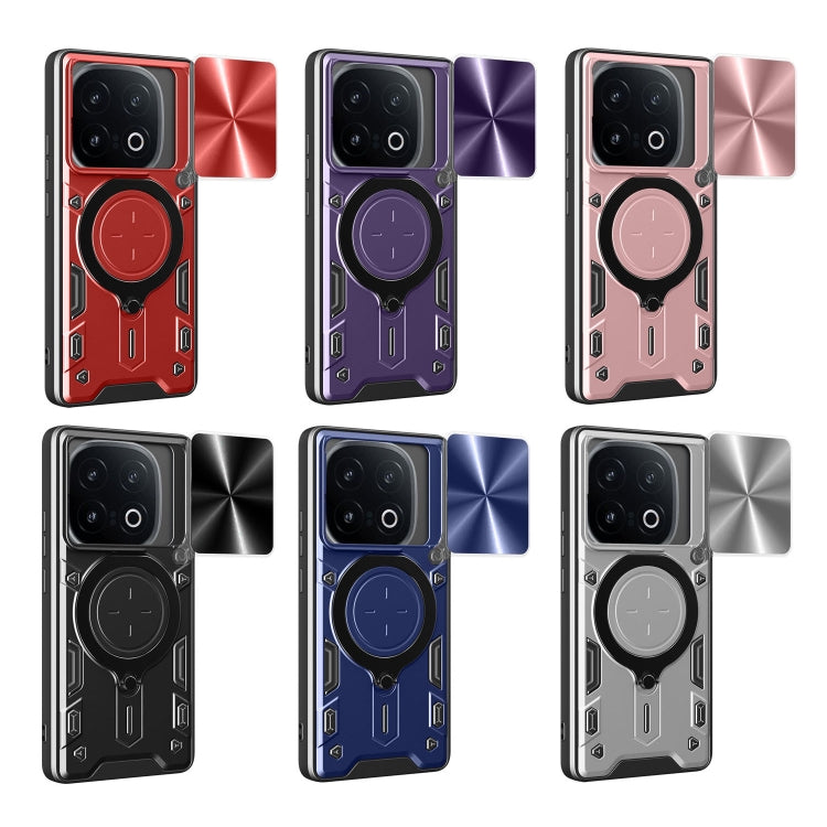 For vivo iQOO 13 CD Texture Sliding Camshield Magnetic Holder Phone Case