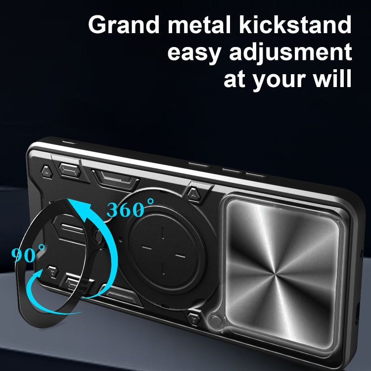 For vivo iQOO 13 CD Texture Sliding Camshield Magnetic Holder Phone Case