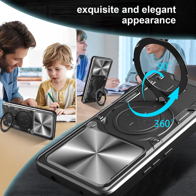 For vivo iQOO 13 CD Texture Sliding Camshield Magnetic Holder Phone Case