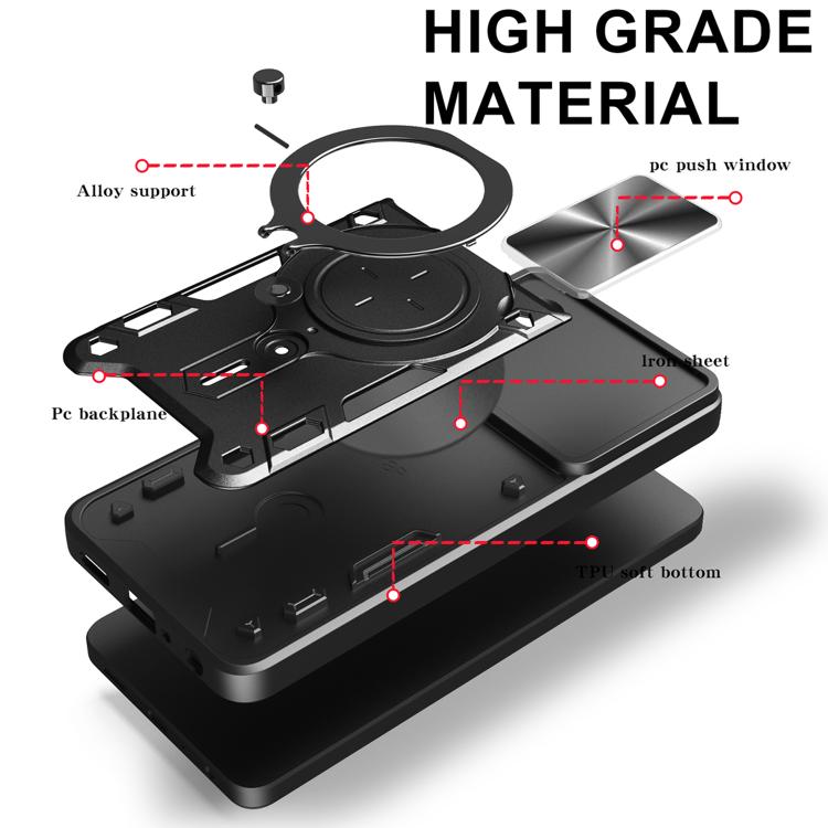 For vivo V29e / Y200 5G CD Texture Sliding Camshield Magnetic Holder Phone Case