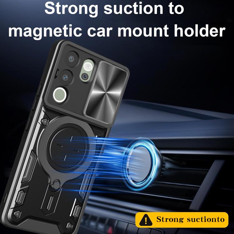 For vivo V29e / Y200 5G CD Texture Sliding Camshield Magnetic Holder Phone Case