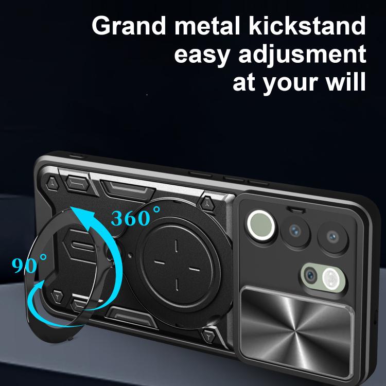 For vivo V29e / Y200 5G CD Texture Sliding Camshield Magnetic Holder Phone Case