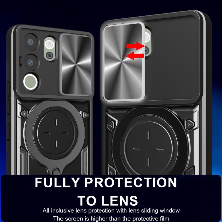 For vivo V29e / Y200 5G CD Texture Sliding Camshield Magnetic Holder Phone Case