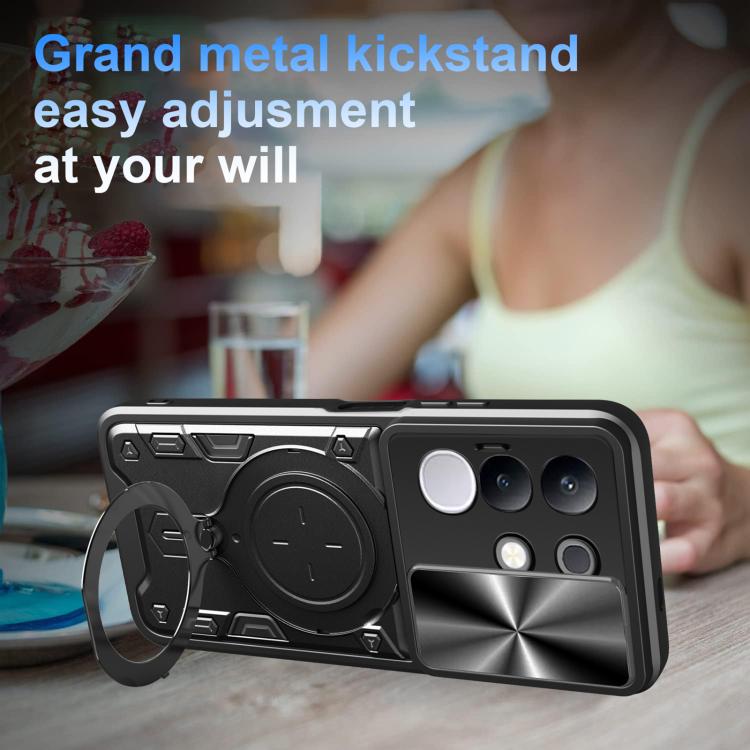 For vivo Y29 4G CD Texture Sliding Camshield Magnetic Holder Phone Case
