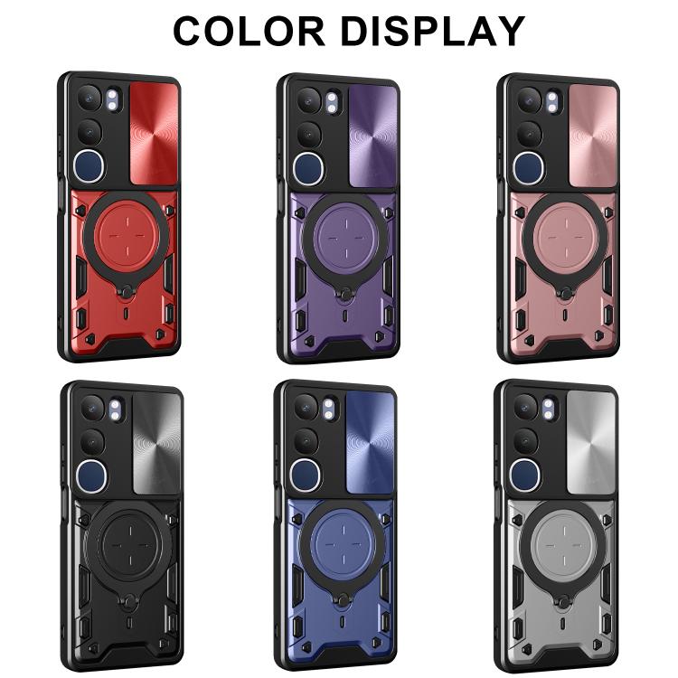 For vivo Y19s 4G CD Texture Sliding Camshield Magnetic Holder Phone Case