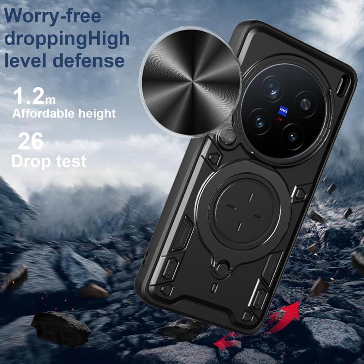 For vivo X200 Pro 5G CD Texture Sliding Camshield Magnetic Holder Phone Case