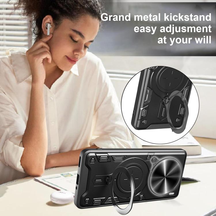 For vivo X200 Pro 5G CD Texture Sliding Camshield Magnetic Holder Phone Case