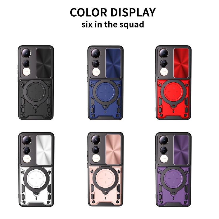 For vivo V50 Lite 4G CD Texture Sliding Camshield Magnetic Holder Phone Case