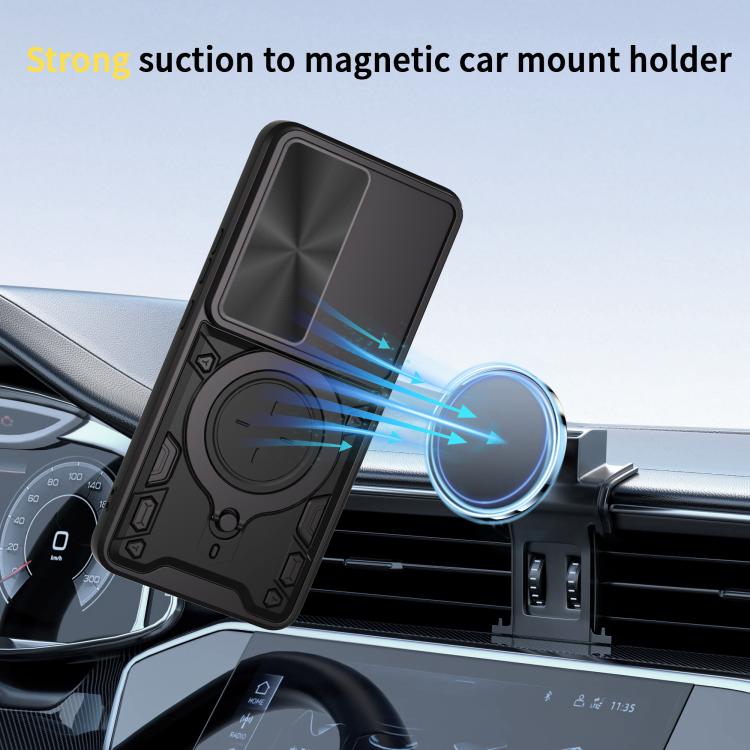 For vivo V50 Lite 4G CD Texture Sliding Camshield Magnetic Holder Phone Case