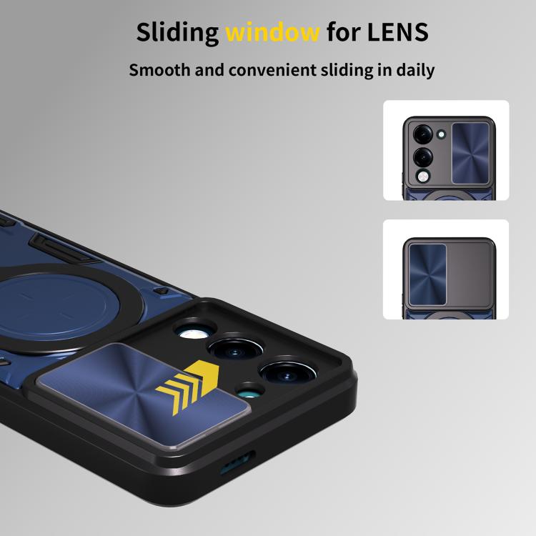 For vivo Y29s 5G CD Texture Sliding Camshield Magnetic Holder Phone Case