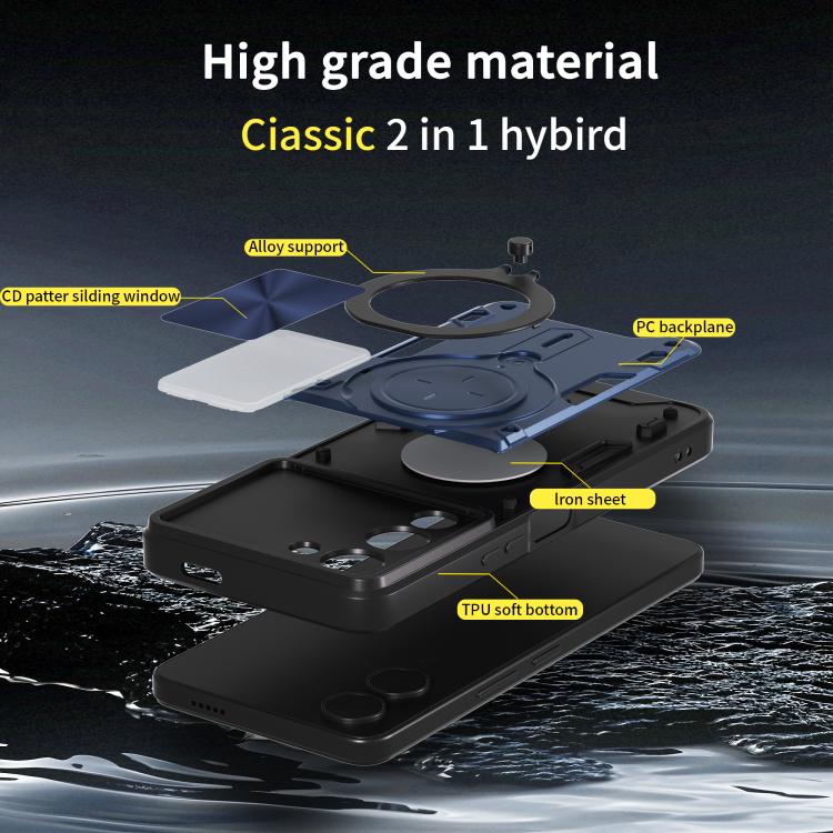 For vivo Y29s 5G CD Texture Sliding Camshield Magnetic Holder Phone Case
