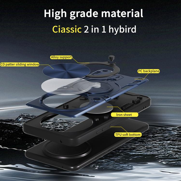 For vivo Y300 Pro CD Texture Sliding Camshield Magnetic Holder Phone Case