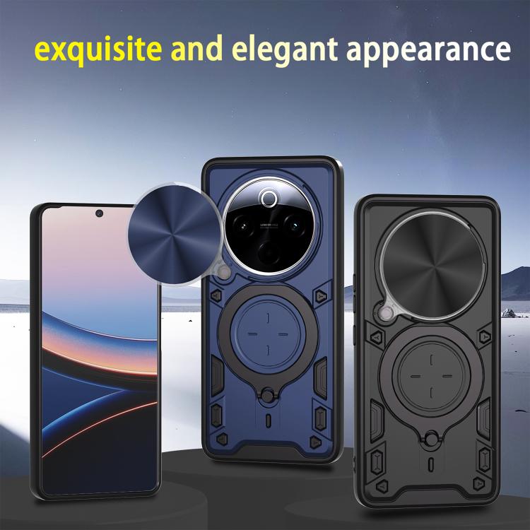 For vivo Y300 Pro CD Texture Sliding Camshield Magnetic Holder Phone Case