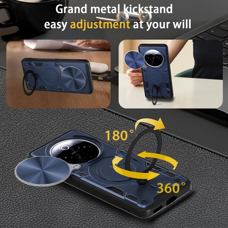 For vivo Y300 Pro CD Texture Sliding Camshield Magnetic Holder Phone Case