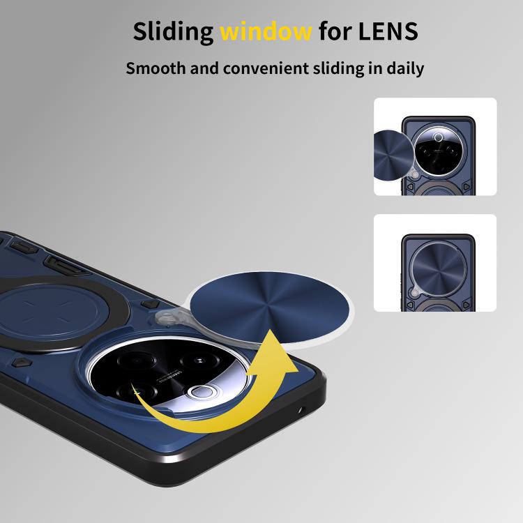 For vivo Y300 Pro CD Texture Sliding Camshield Magnetic Holder Phone Case