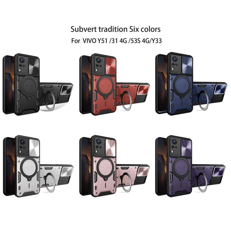 For vivo Y51 2020 / Y31 CD Texture Sliding Camshield Magnetic Holder Phone Case