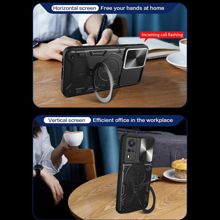 For vivo Y51 2020 / Y31 CD Texture Sliding Camshield Magnetic Holder Phone Case