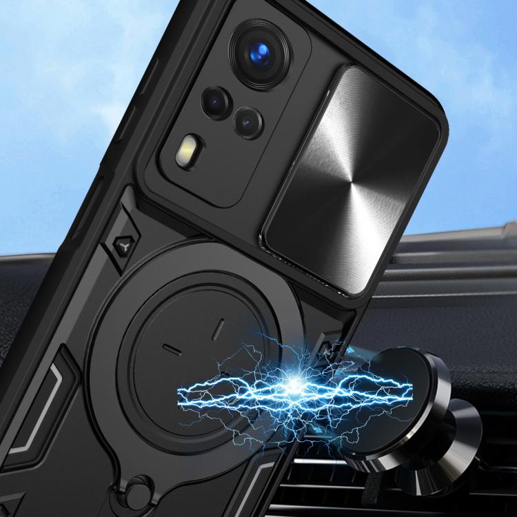 For vivo Y51 2020 / Y31 CD Texture Sliding Camshield Magnetic Holder Phone Case