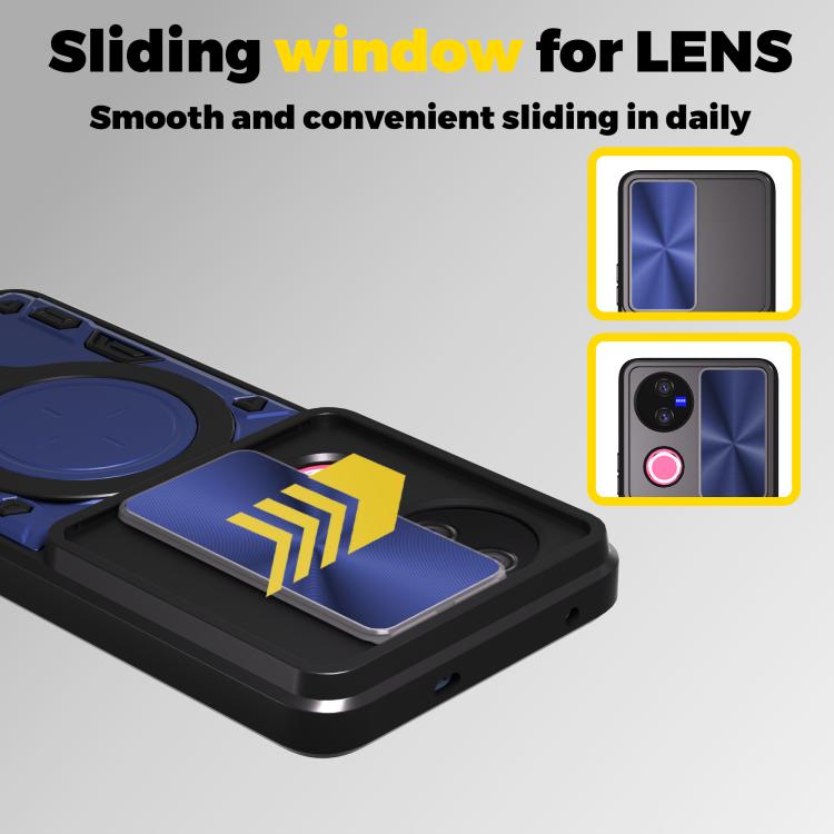 For vivo V50 5G CD Texture Sliding Camshield Magnetic Holder Phone Case