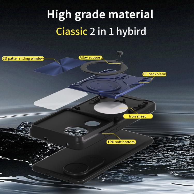 For vivo V50 5G CD Texture Sliding Camshield Magnetic Holder Phone Case