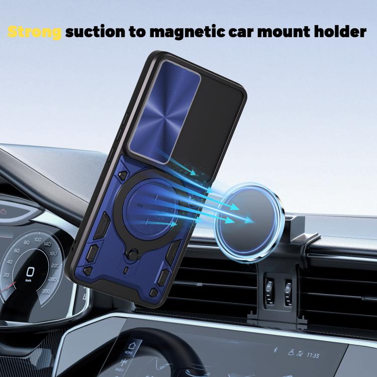 For vivo V50 5G CD Texture Sliding Camshield Magnetic Holder Phone Case