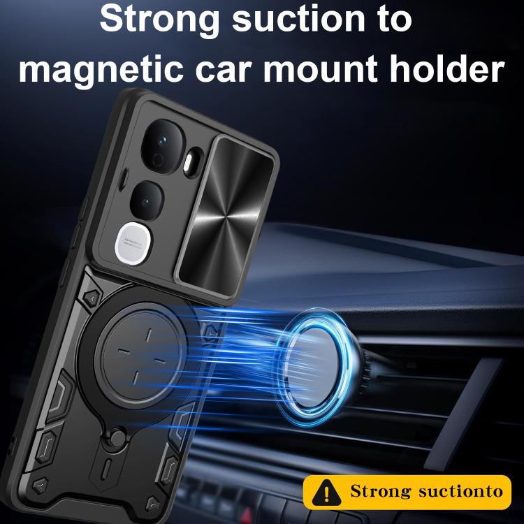 For vivo Y400 Pro 5G India CD Texture Sliding Camshield Magnetic Holder Phone Case