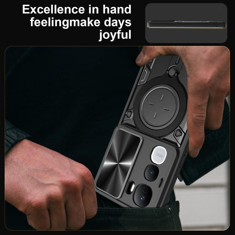 For vivo Y400 Pro 5G India CD Texture Sliding Camshield Magnetic Holder Phone Case