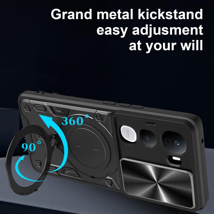 For vivo Y400 Pro 5G India CD Texture Sliding Camshield Magnetic Holder Phone Case