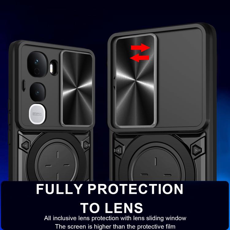 For vivo Y400 Pro 5G India CD Texture Sliding Camshield Magnetic Holder Phone Case