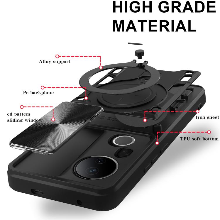 For vivo S20 Pro / T4 Ultra 5G CD Texture Sliding Camshield Magnetic Holder Phone Case