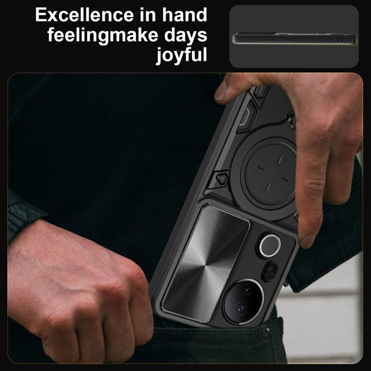For vivo S20 Pro / T4 Ultra 5G CD Texture Sliding Camshield Magnetic Holder Phone Case