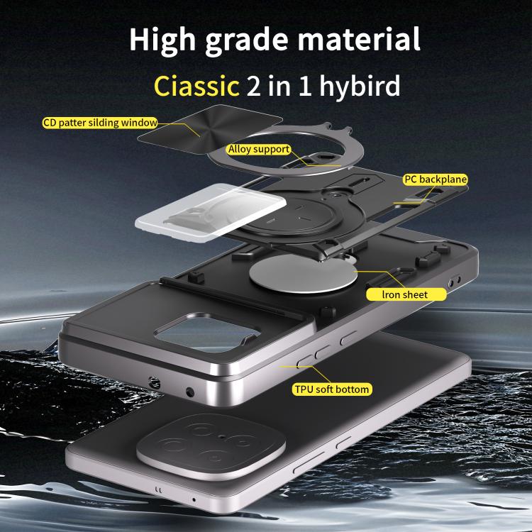 For vivo iQOO Z10 Turbo / Y300 GT CD Texture Sliding Camshield Magnetic Holder Phone Case