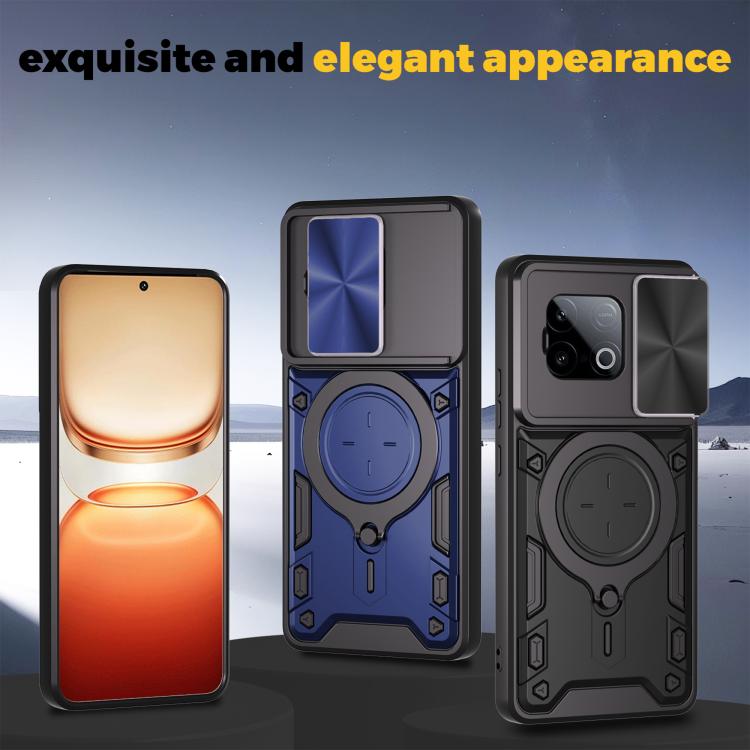 For vivo iQOO Z10 Turbo / Y300 GT CD Texture Sliding Camshield Magnetic Holder Phone Case