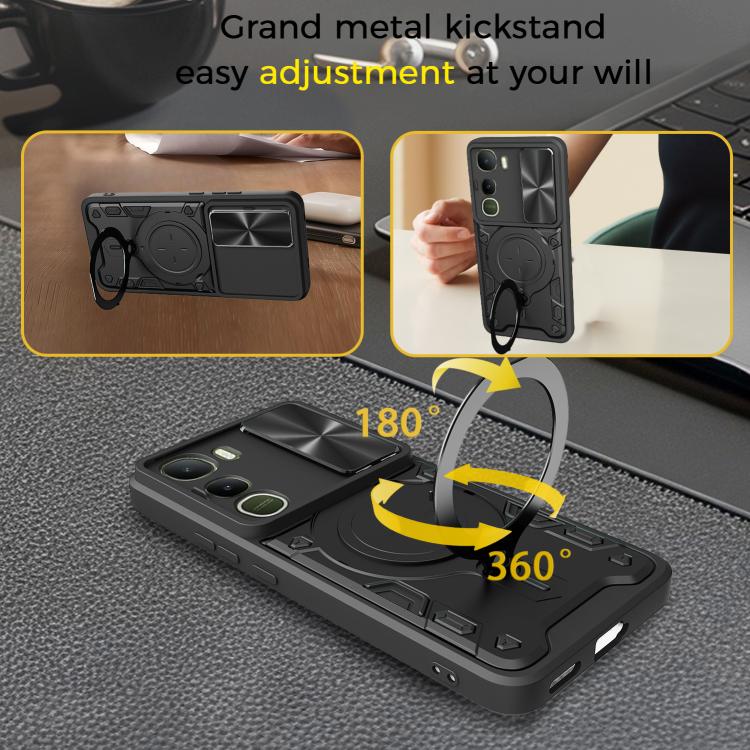 For vivo Y400 5G Global CD Texture Sliding Camshield Magnetic Holder Phone Case