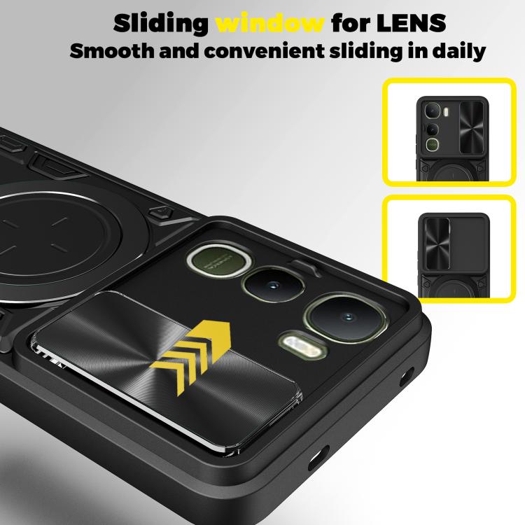 For vivo Y400 5G Global CD Texture Sliding Camshield Magnetic Holder Phone Case
