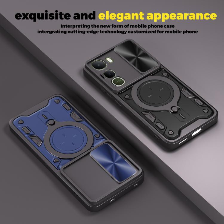 For vivo Y400 5G Global CD Texture Sliding Camshield Magnetic Holder Phone Case