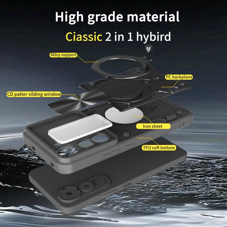 For vivo Y400 5G Global CD Texture Sliding Camshield Magnetic Holder Phone Case