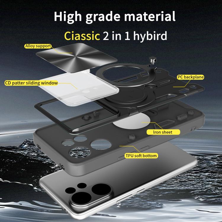 For vivo V60 5G CD Texture Sliding Camshield Magnetic Holder Phone Case