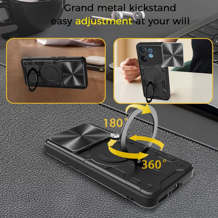 For vivo V60 5G CD Texture Sliding Camshield Magnetic Holder Phone Case