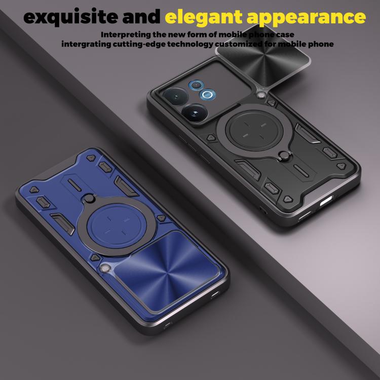 For vivo V60 5G CD Texture Sliding Camshield Magnetic Holder Phone Case