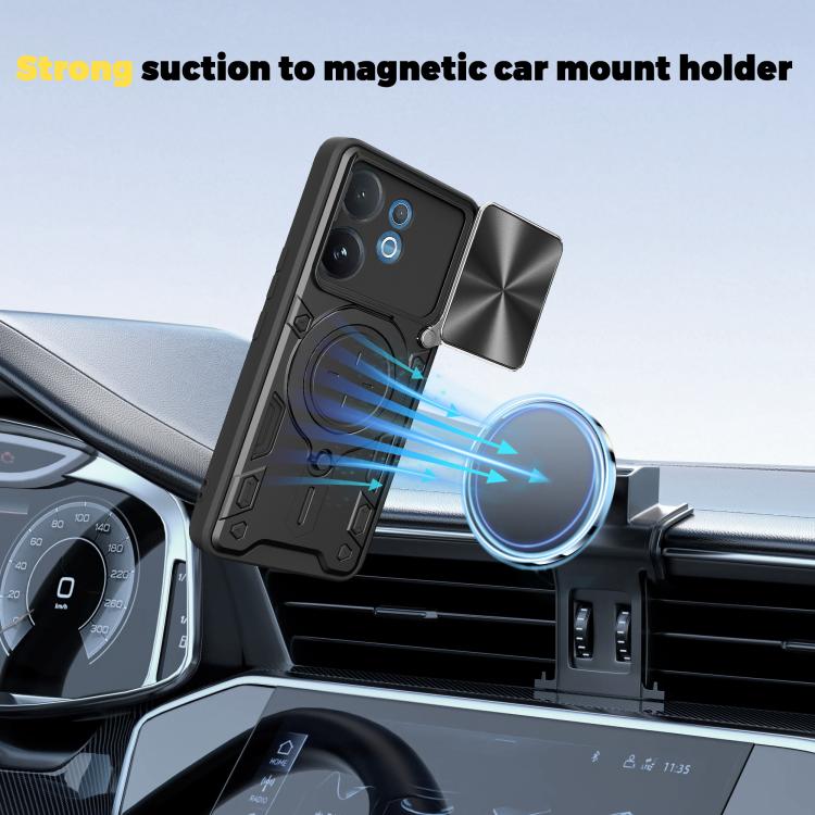For vivo V60 5G CD Texture Sliding Camshield Magnetic Holder Phone Case