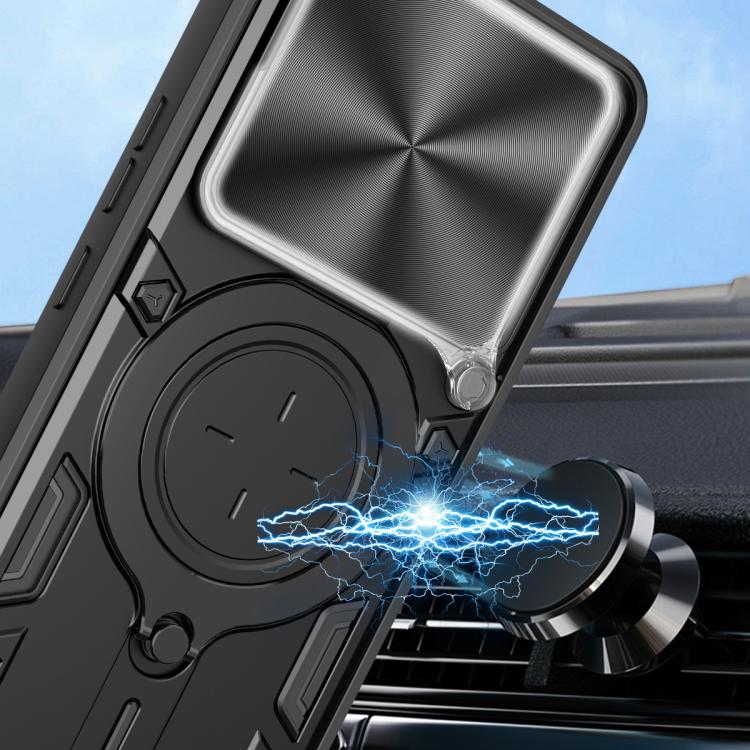 For vivo V60 Lite 4G / 5G CD Texture Sliding Camshield Magnetic Holder Phone Case