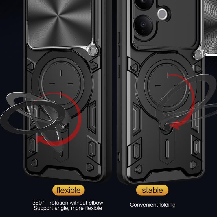 For vivo V60 Lite 4G / 5G CD Texture Sliding Camshield Magnetic Holder Phone Case