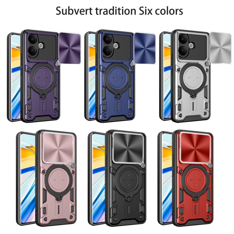For vivo V60 Lite 4G / 5G CD Texture Sliding Camshield Magnetic Holder Phone Case