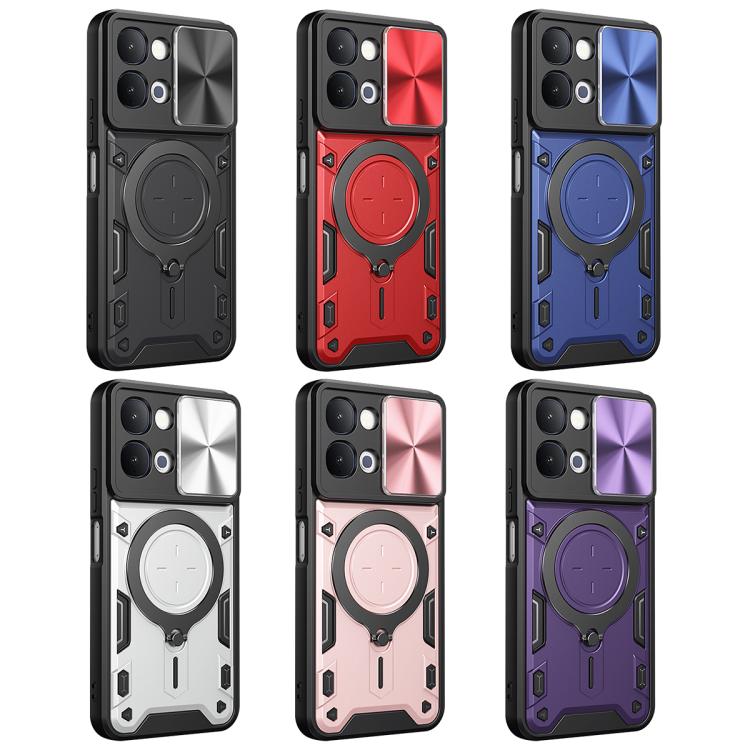 For vivo Y500i 5G CD Texture Sliding Camshield Magnetic Holder Phone Case