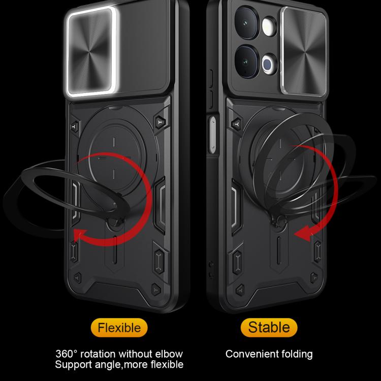 For vivo Y500i 5G CD Texture Sliding Camshield Magnetic Holder Phone Case