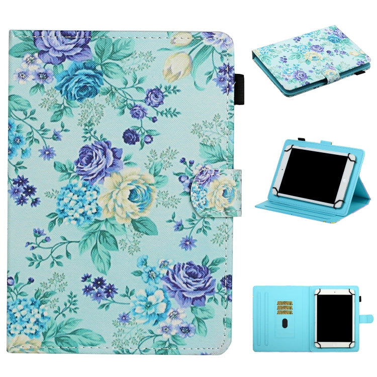 For 8 inch Universal Tablet PC Flower Pattern Horizontal Flip Leather Case with Card Slots & Holder