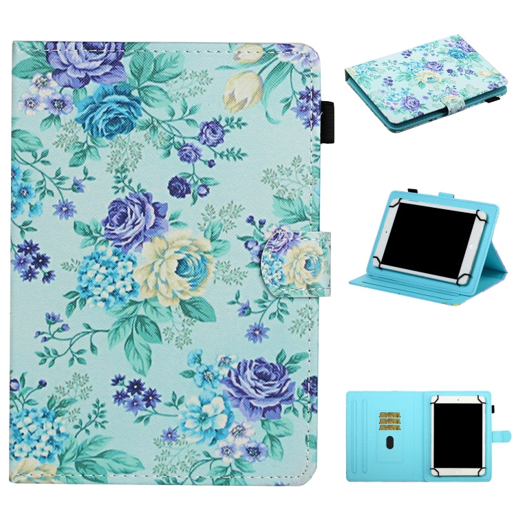 For 10 inch Universal Tablet PC Flower Pattern Horizontal Flip Leather Case with Card Slots & Holder